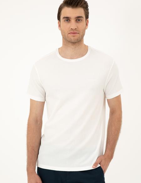 Ekru Slim Fit Tişört - 50288914034
