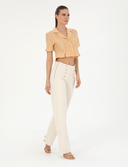 Krem Flare Hıgh Waist Pantolon - 50289795006