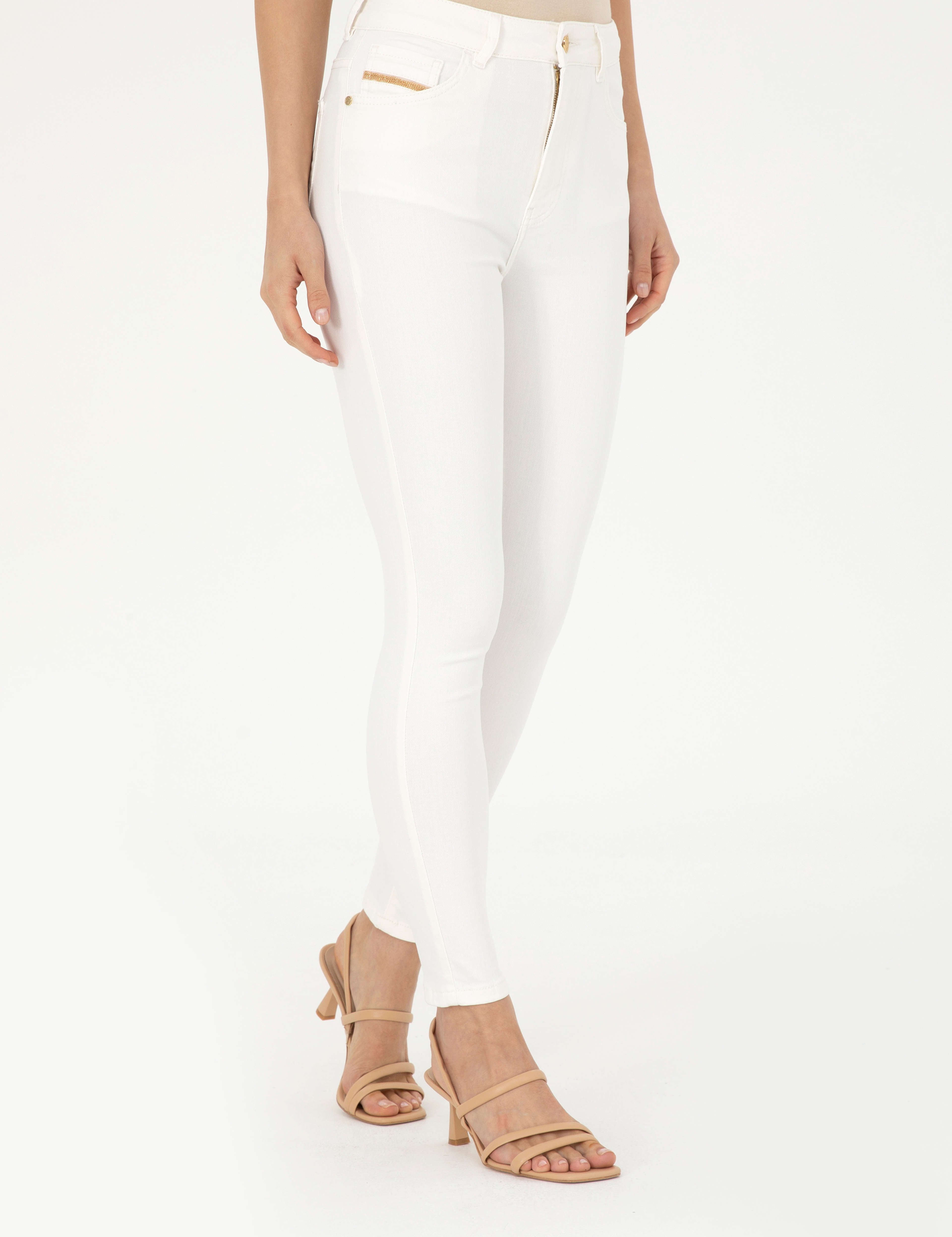 Beyaz Skinny Fit Jean Pantolon - Image 2