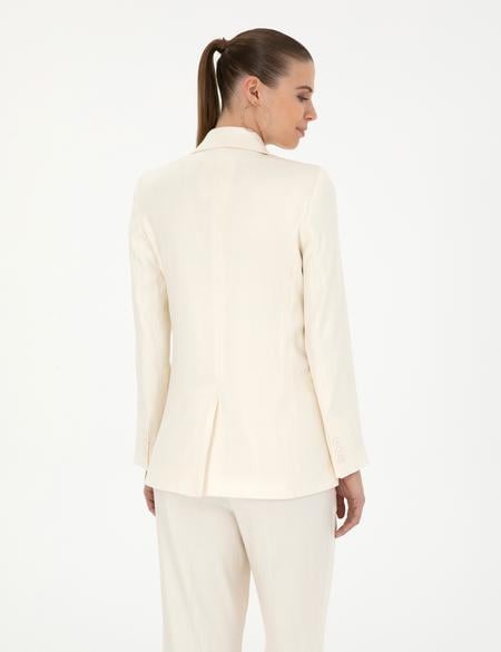 Ekru Keten Karışımlı Regular Fit Ceket - 50282079012