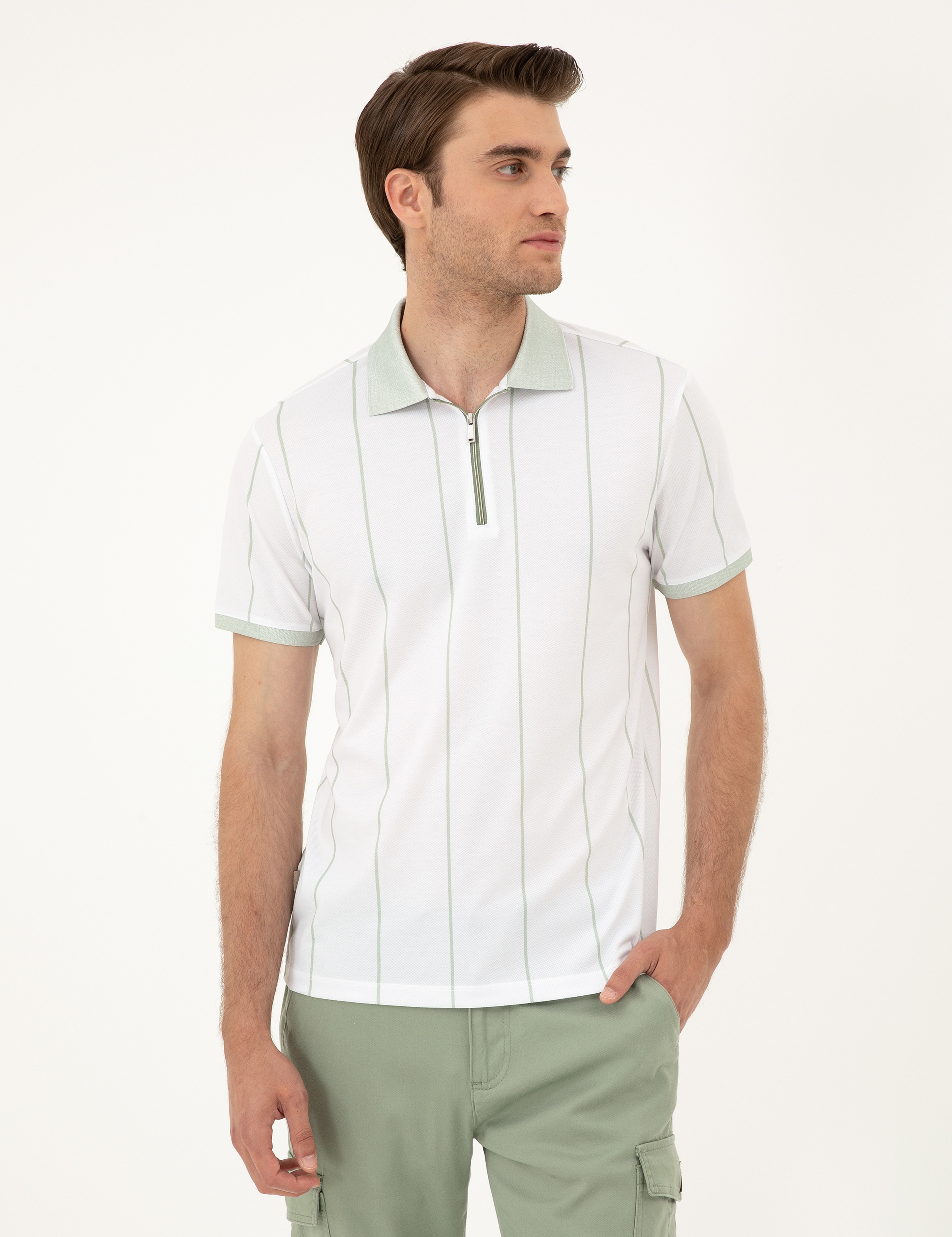 Yeşil Slim Fit Tişört - Image 1