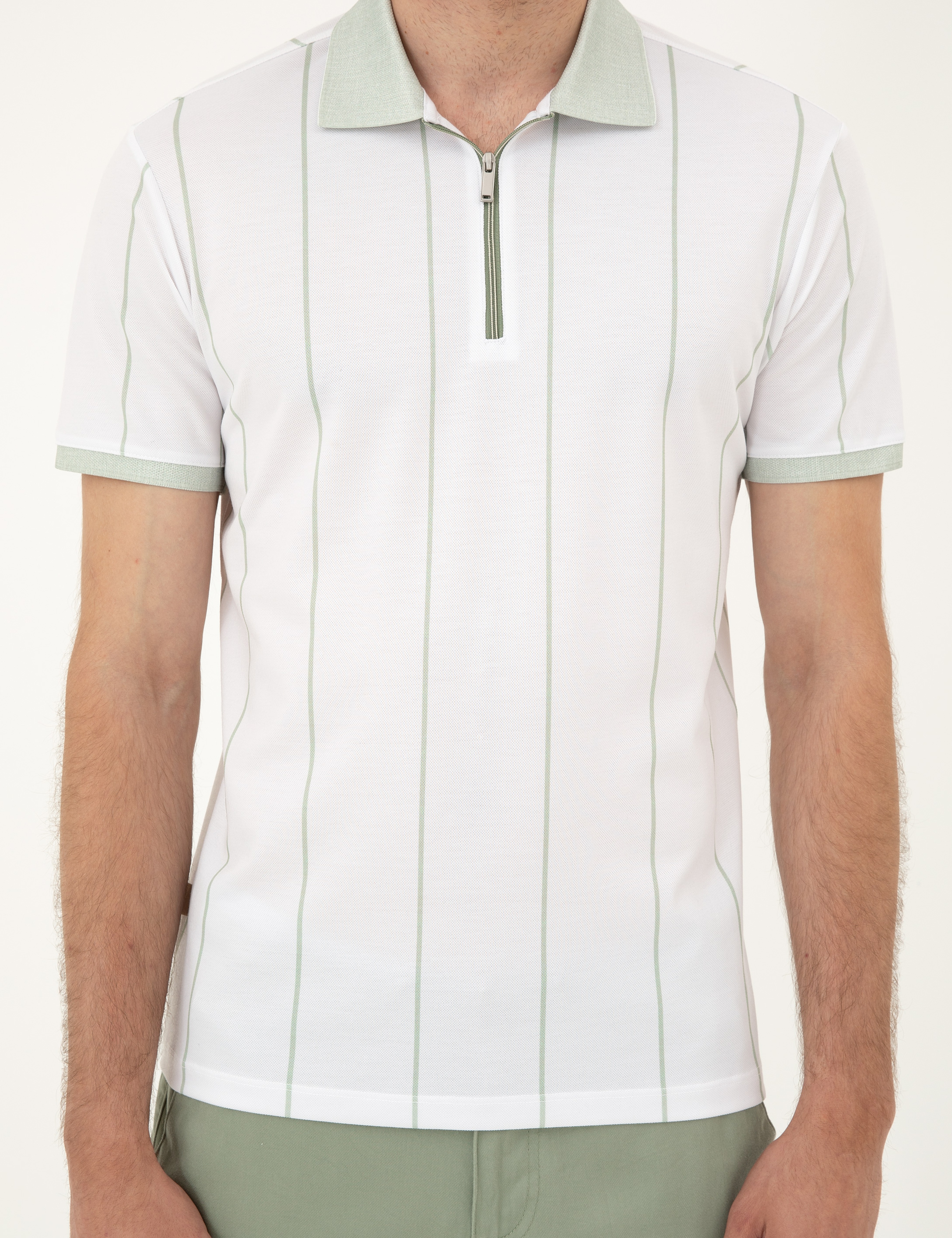 Yeşil Slim Fit Tişört - Image 6