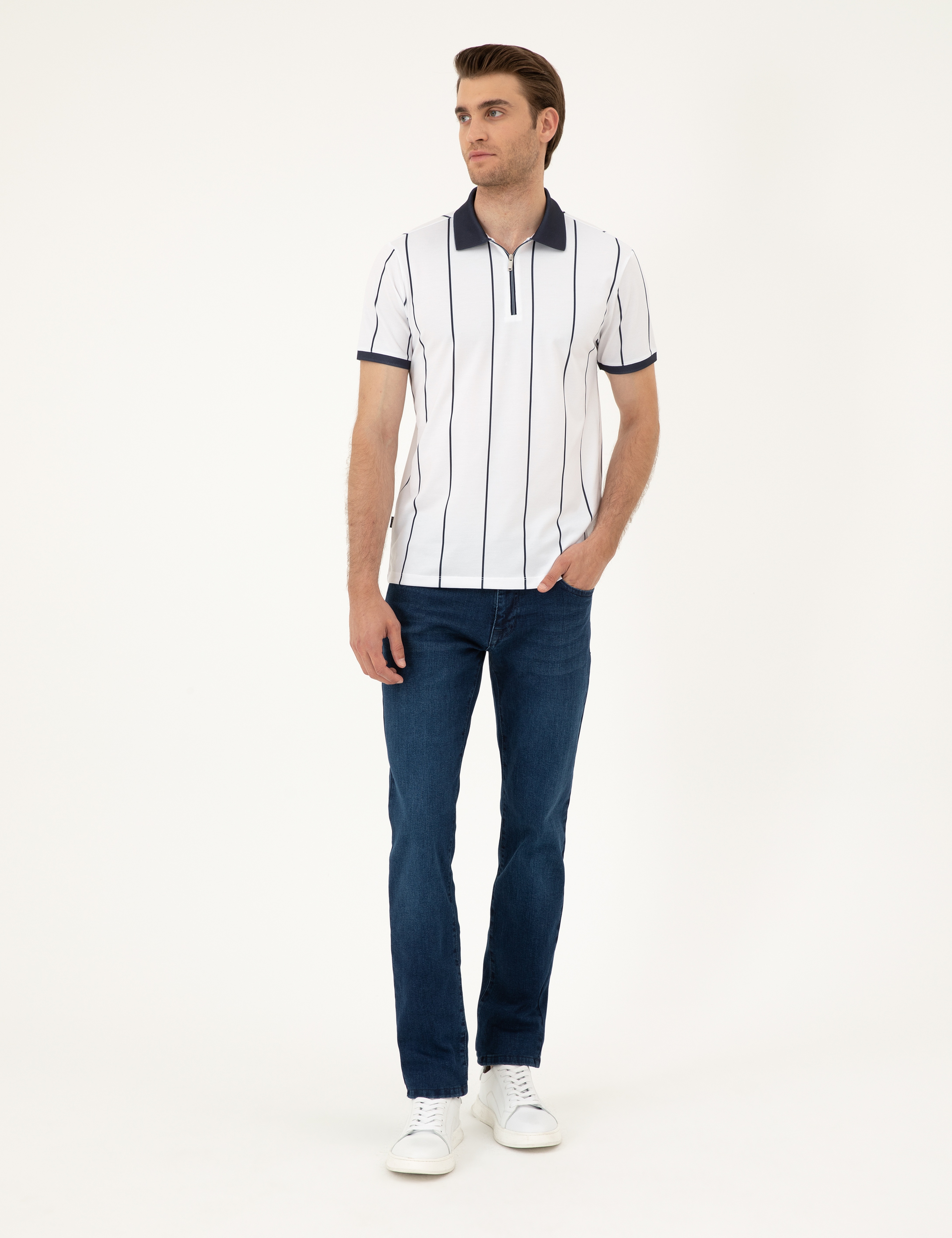 Lacivert Straight Fit Jean Pantolon - Image 3