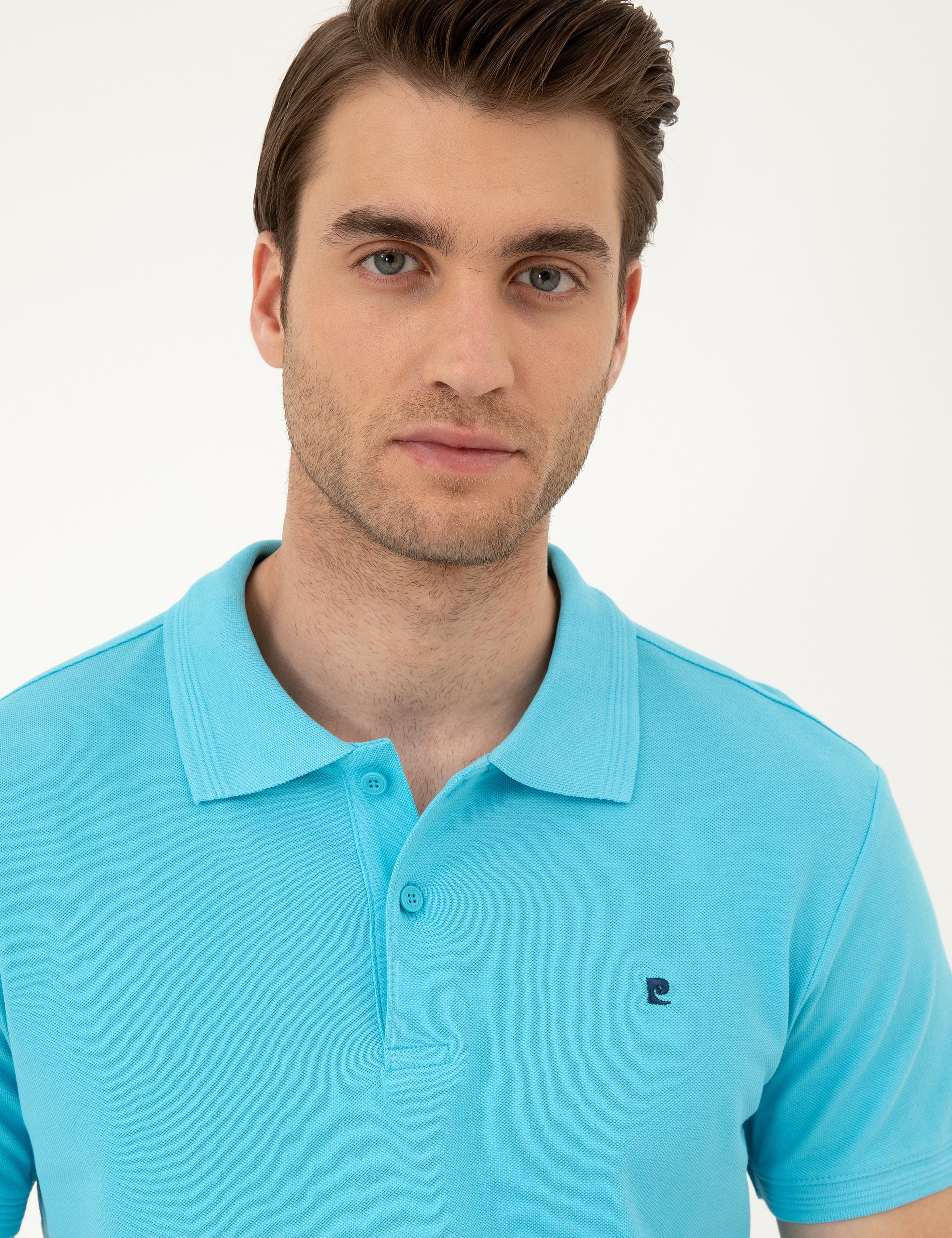 Turkuaz Slim Fit Basic Tişört - Image 2