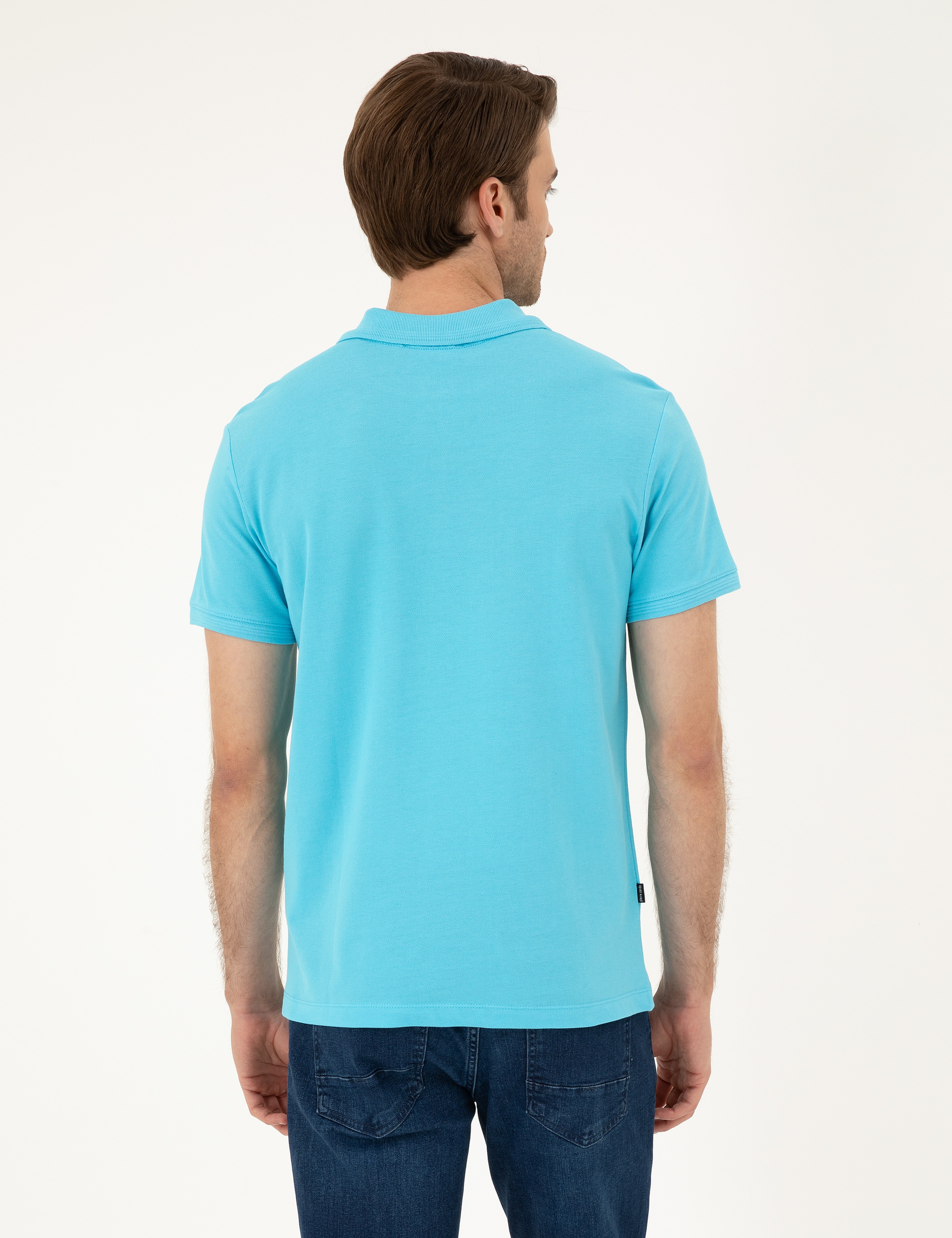 Turkuaz Slim Fit Basic Tişört - Image 5
