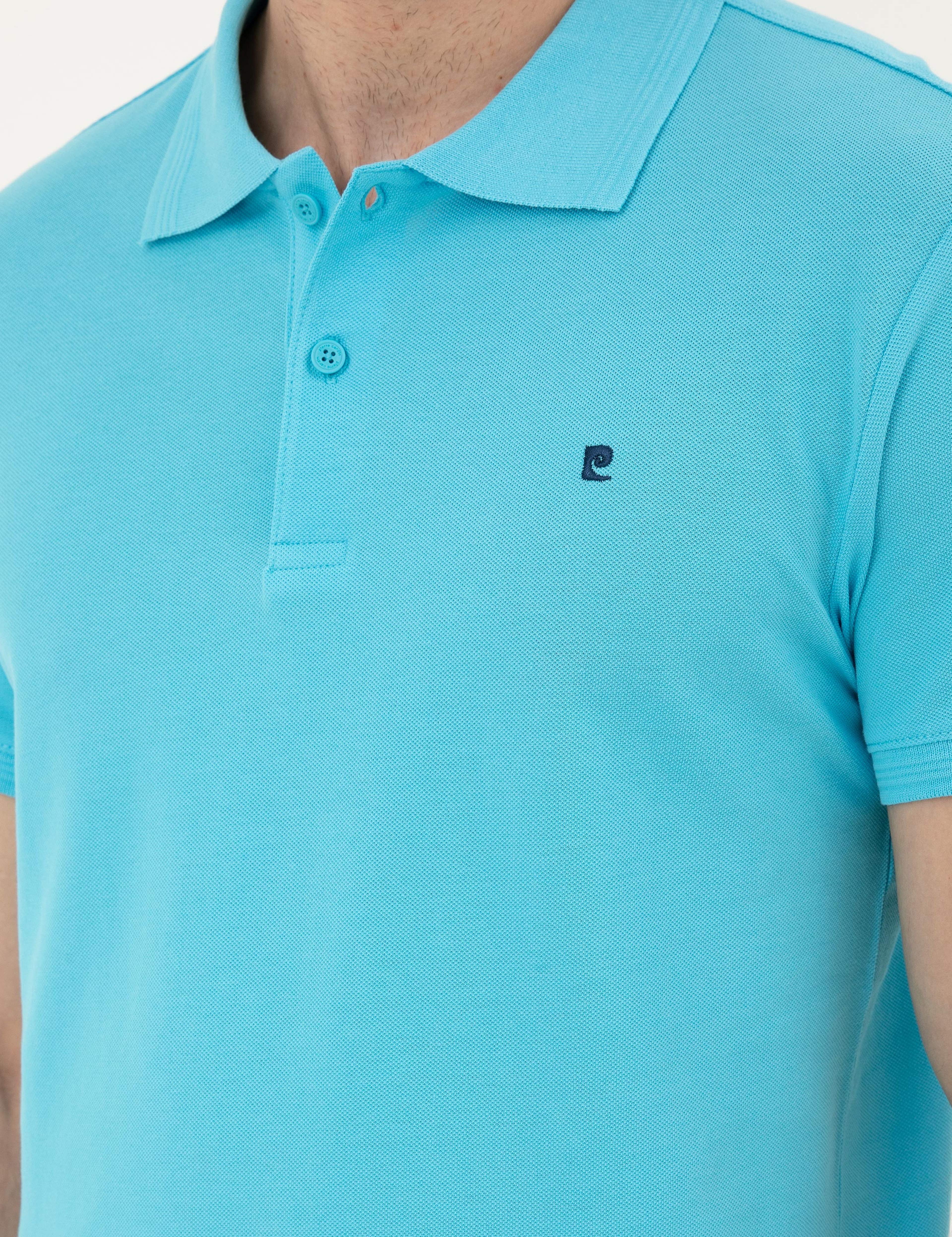Turkuaz Slim Fit Basic Tişört - Image 7