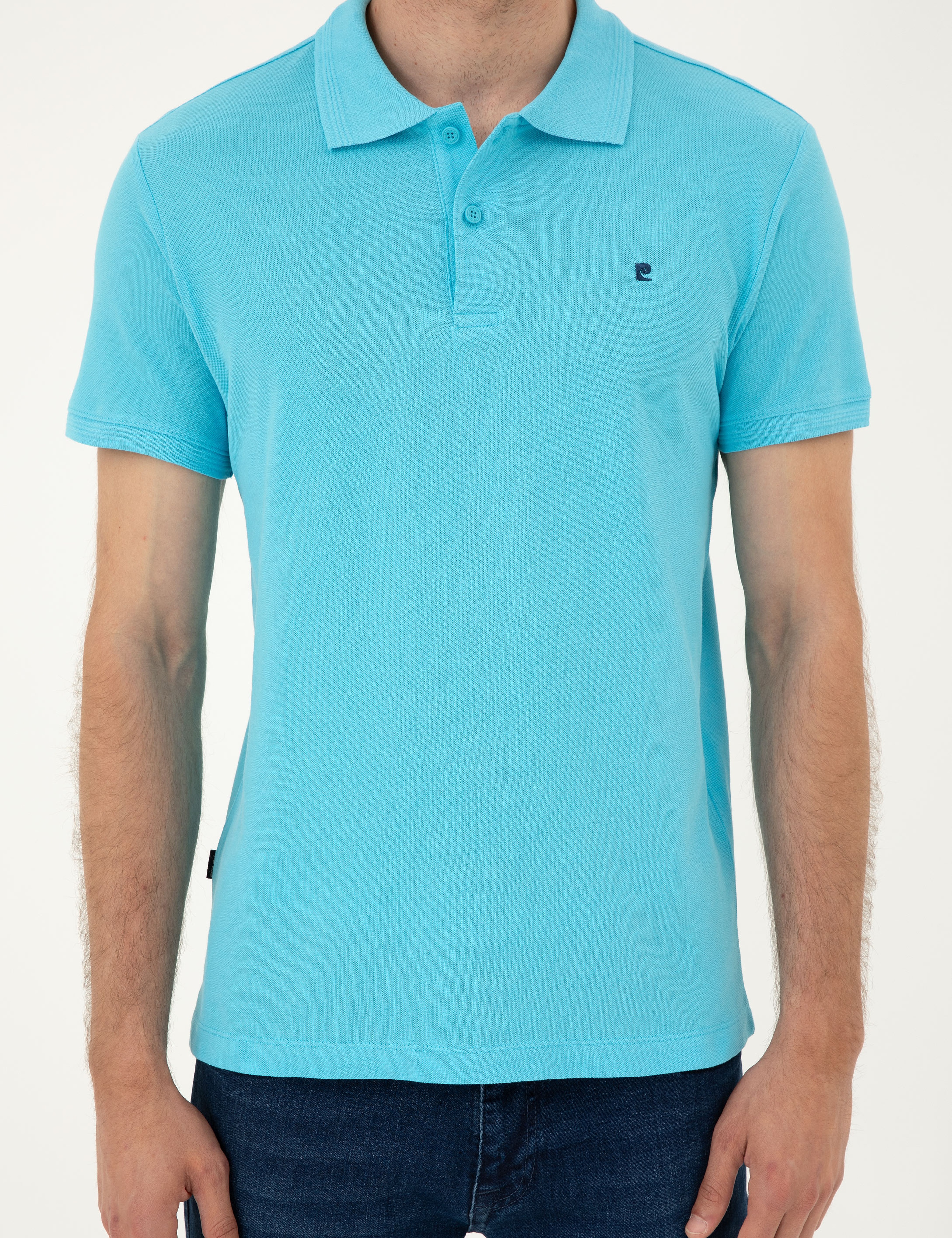 Turkuaz Slim Fit Basic Tişört - Image 6