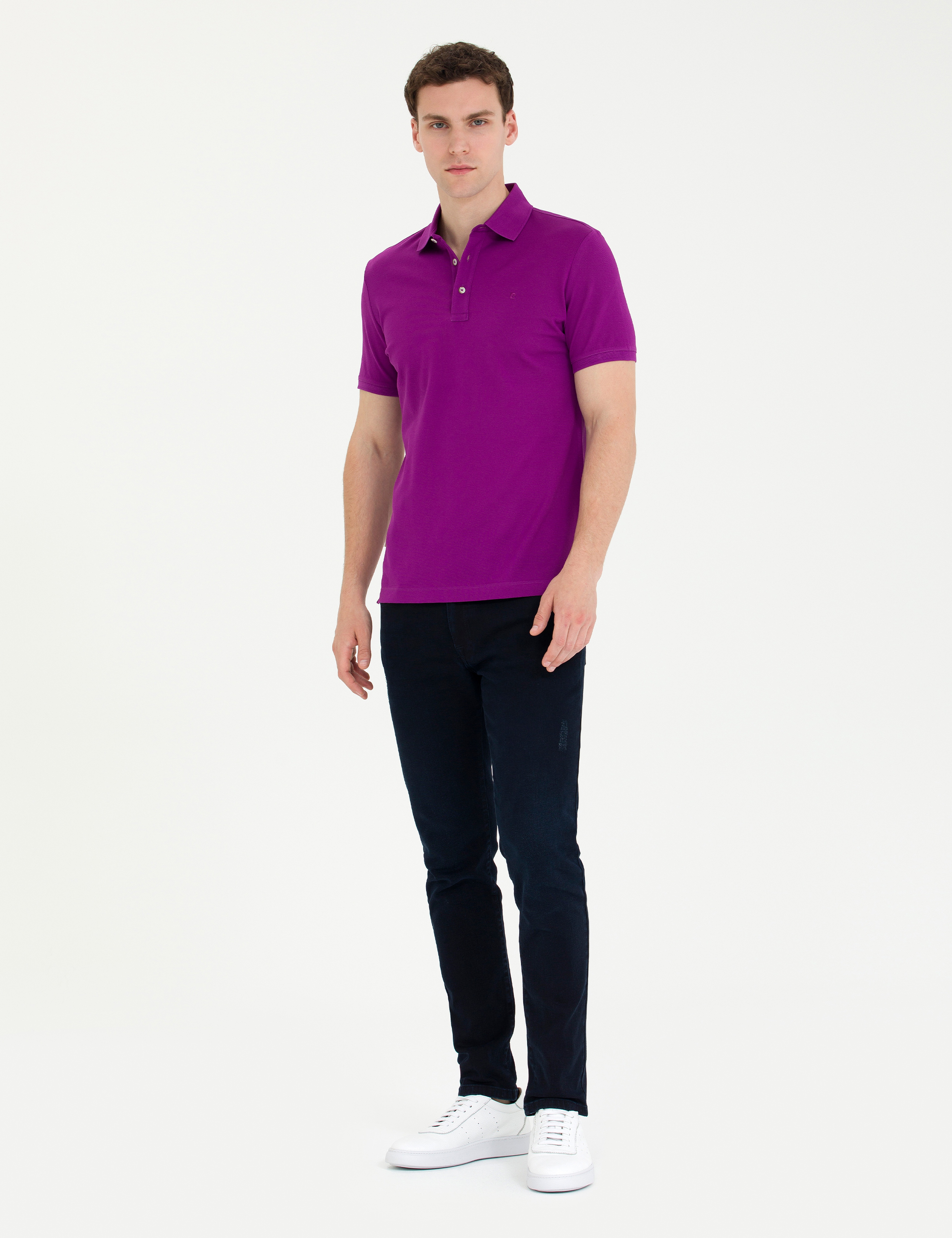 Mor Slim Fit Basic Tişört - Image 4