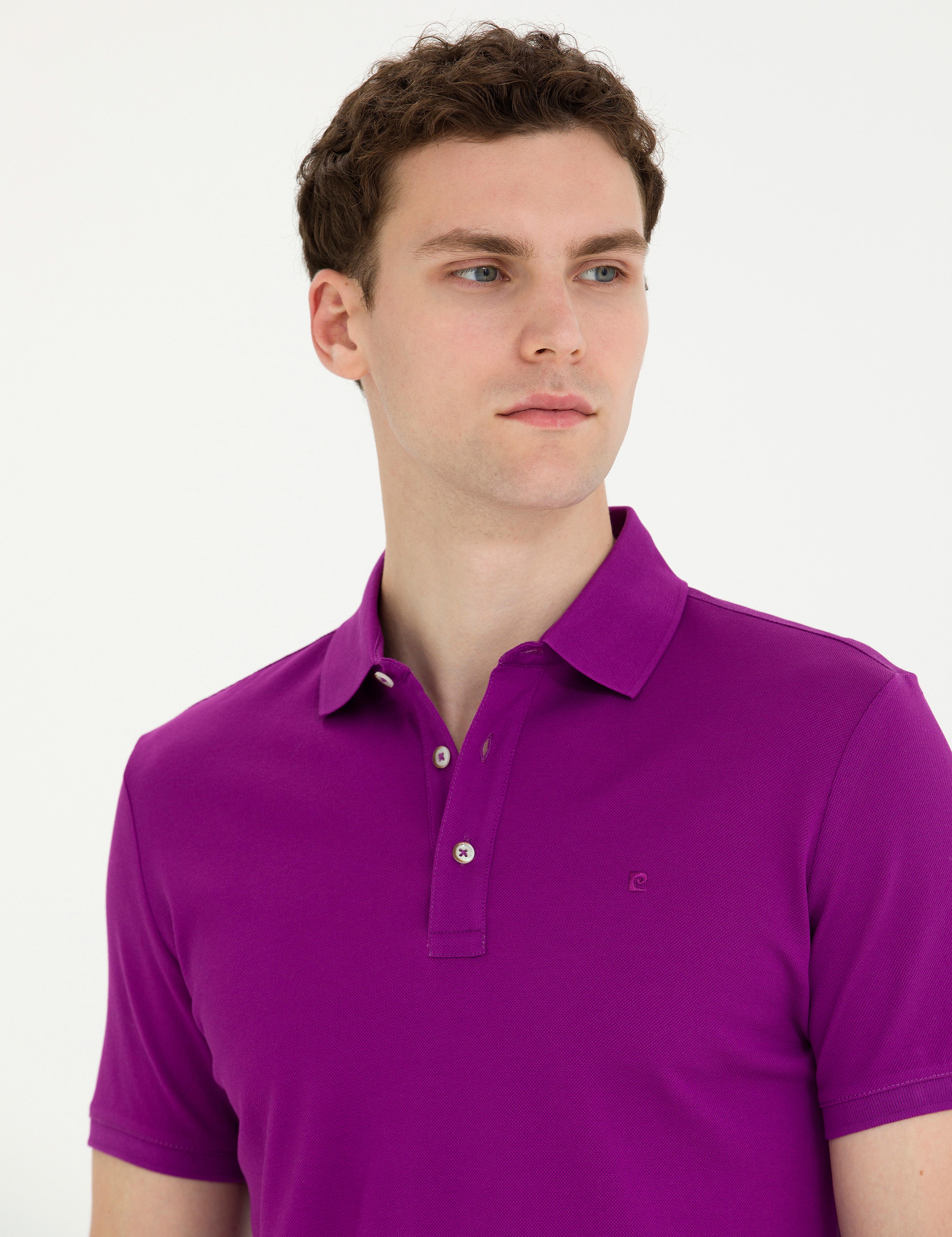 Mor Slim Fit Basic Tişört - Image 2