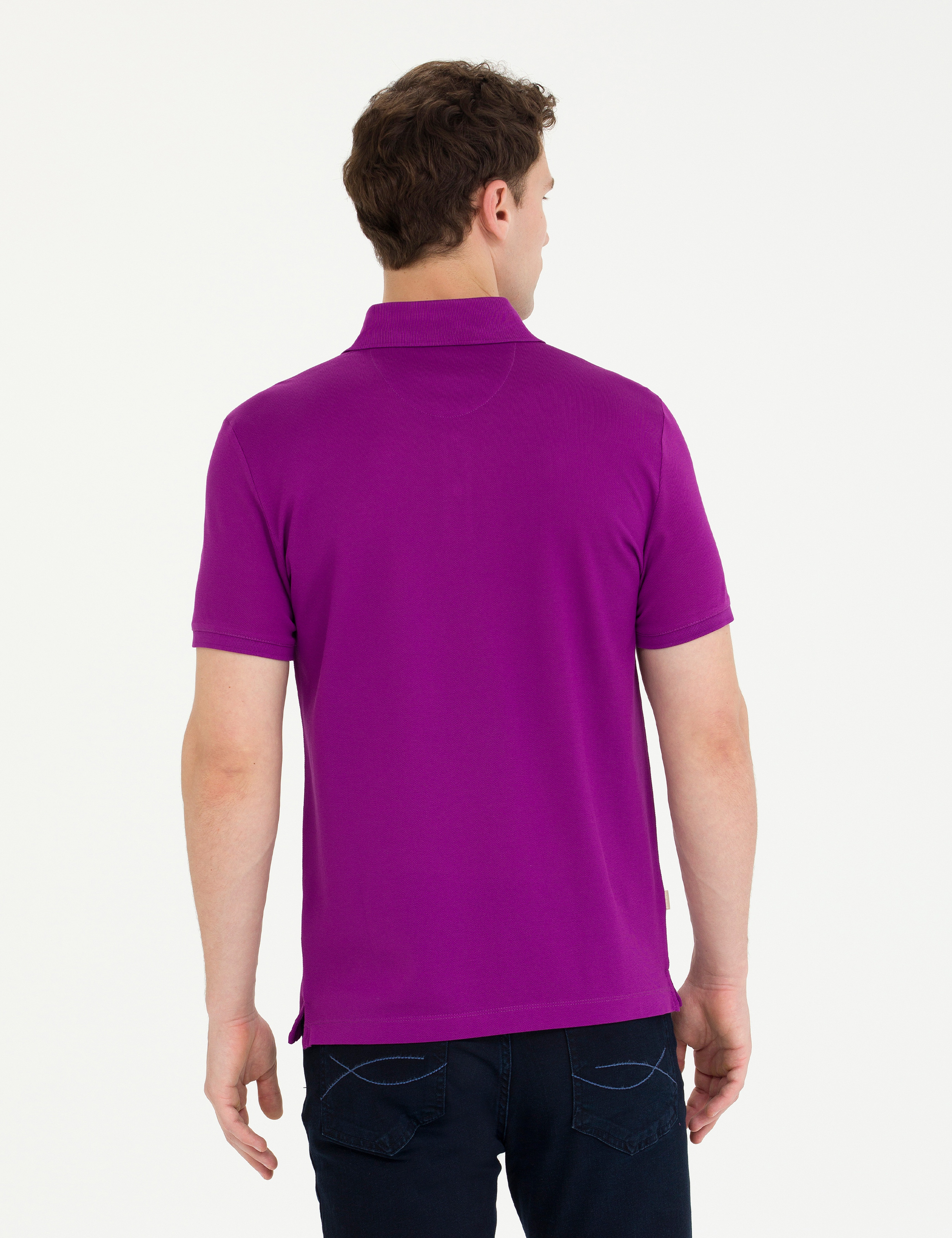 Mor Slim Fit Basic Tişört - Image 5