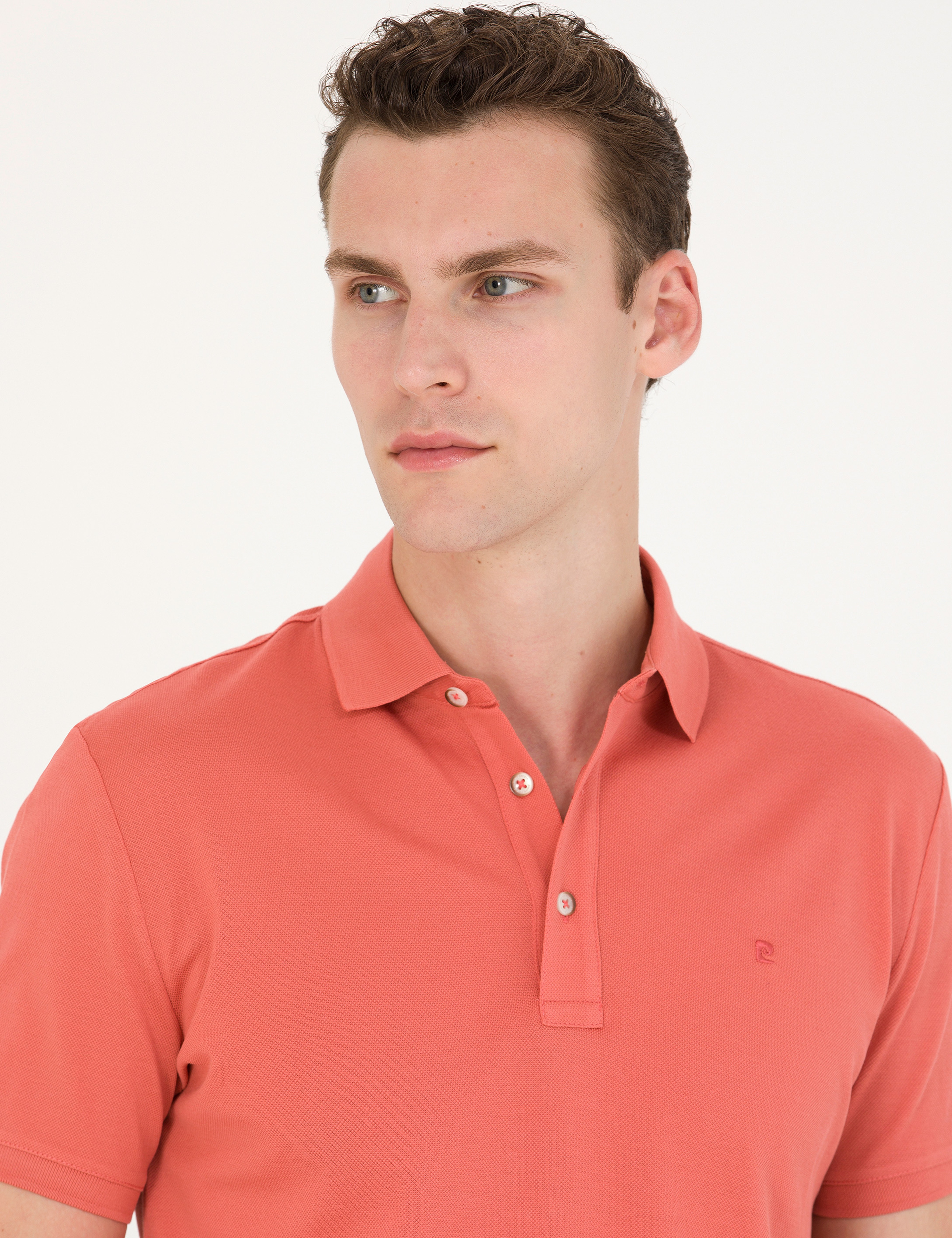 Gül Kurusu Slim Fit %100 Pamuk Merserize Düğmeli Polo Yaka Basic Tişört - Image 2