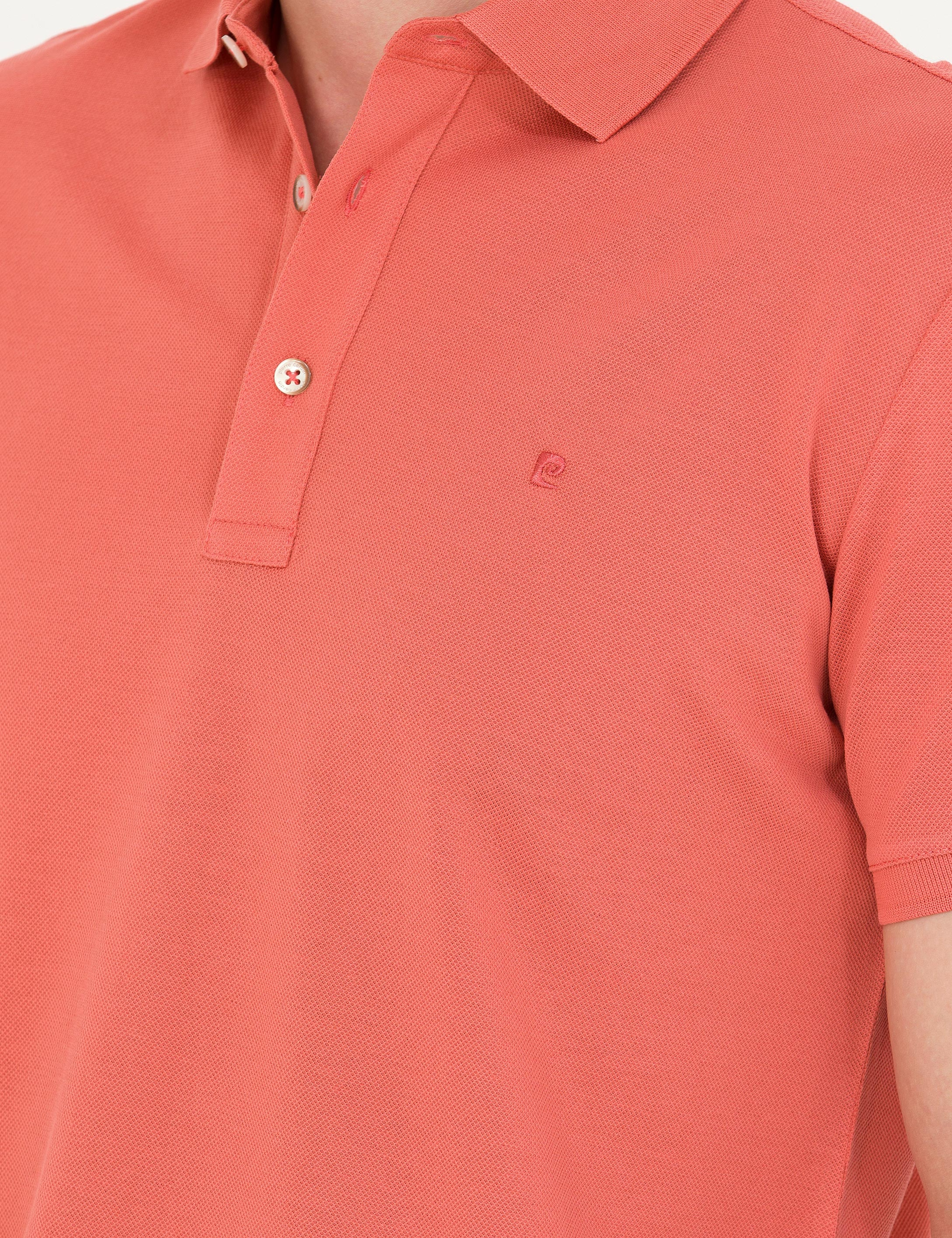 Gül Kurusu Slim Fit %100 Pamuk Merserize Düğmeli Polo Yaka Basic Tişört