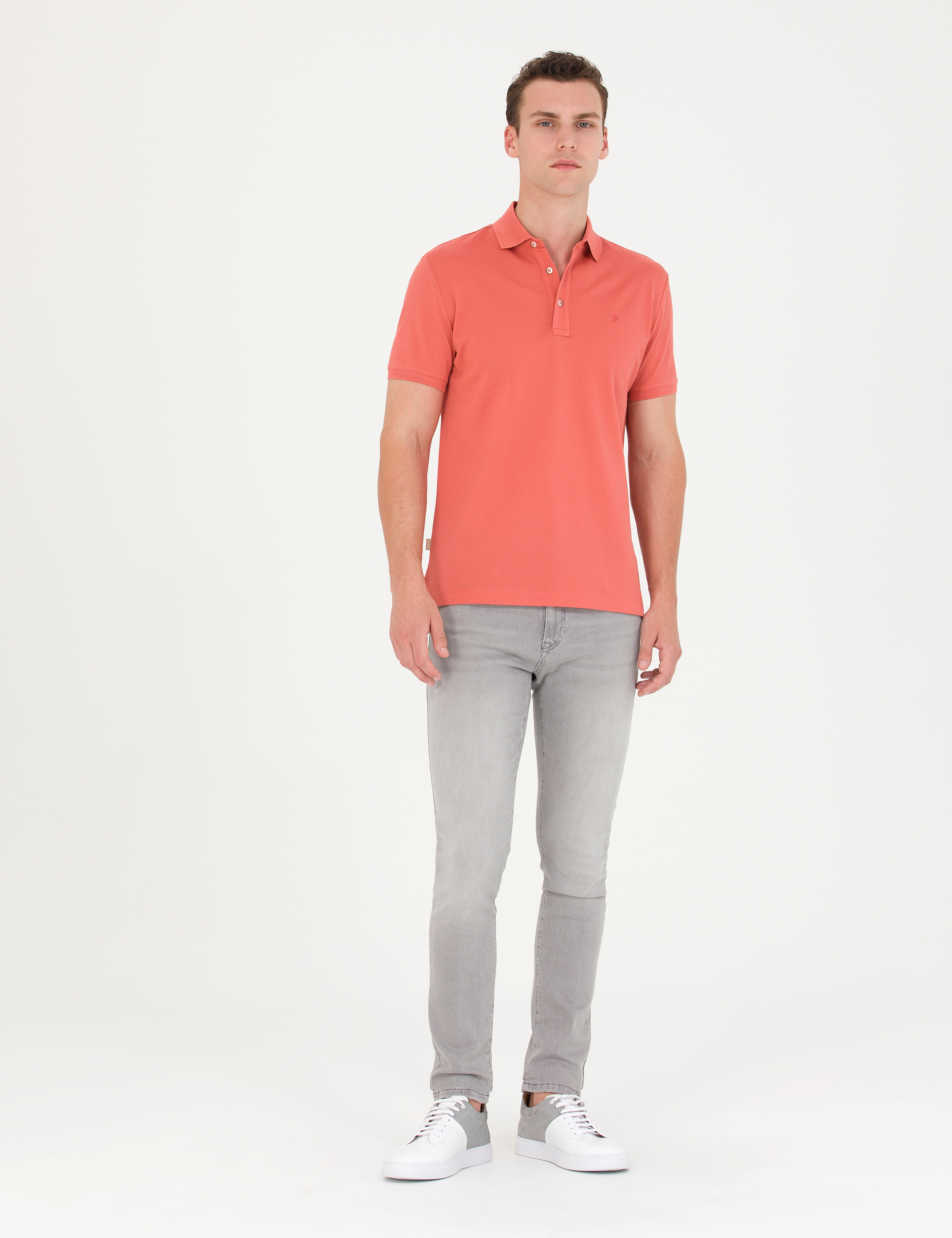 Gül Kurusu Slim Fit %100 Pamuk Merserize Düğmeli Polo Yaka Basic Tişört - Image 4