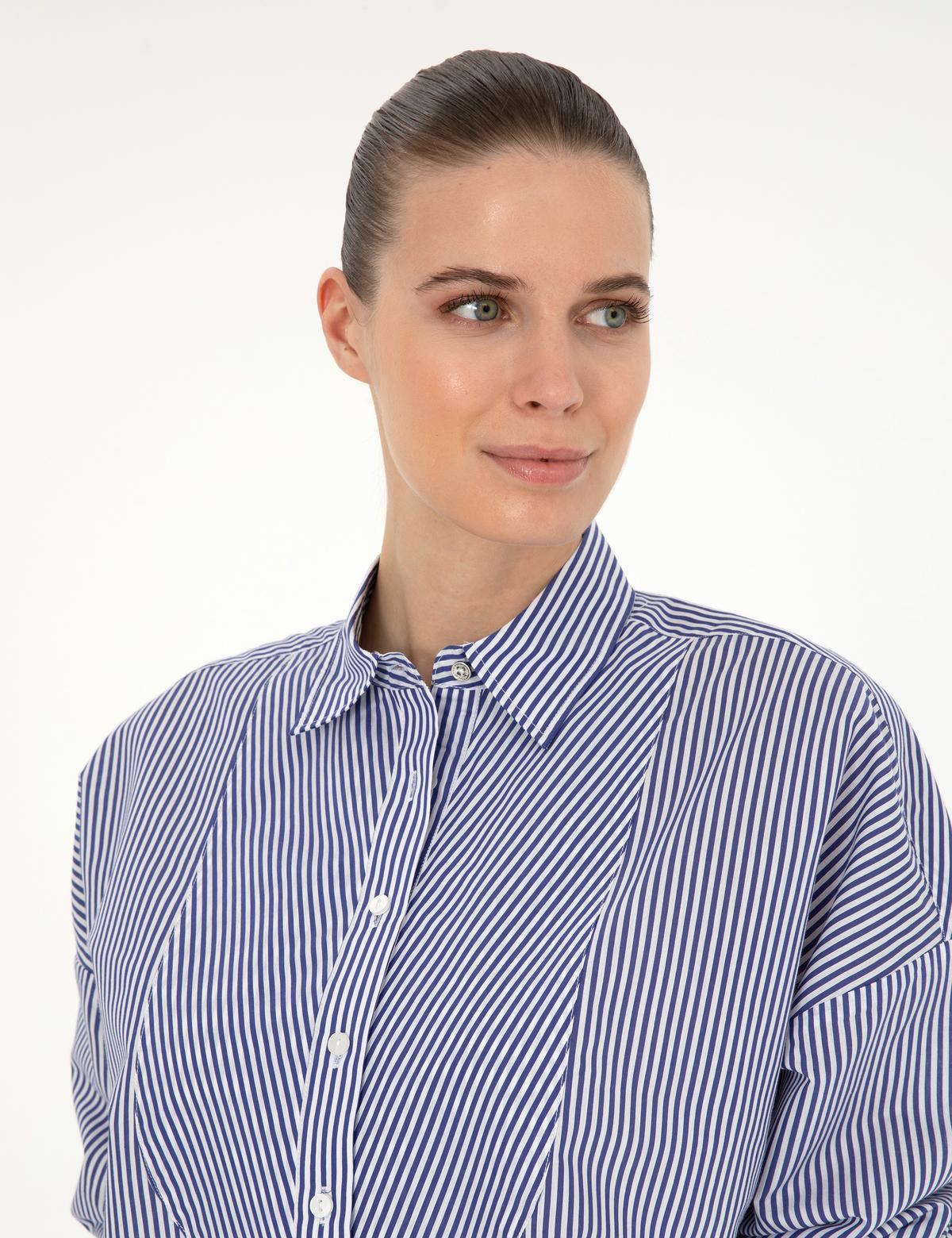 Lacivert Oversize Uzun Kollu Gömlek - 50284550002