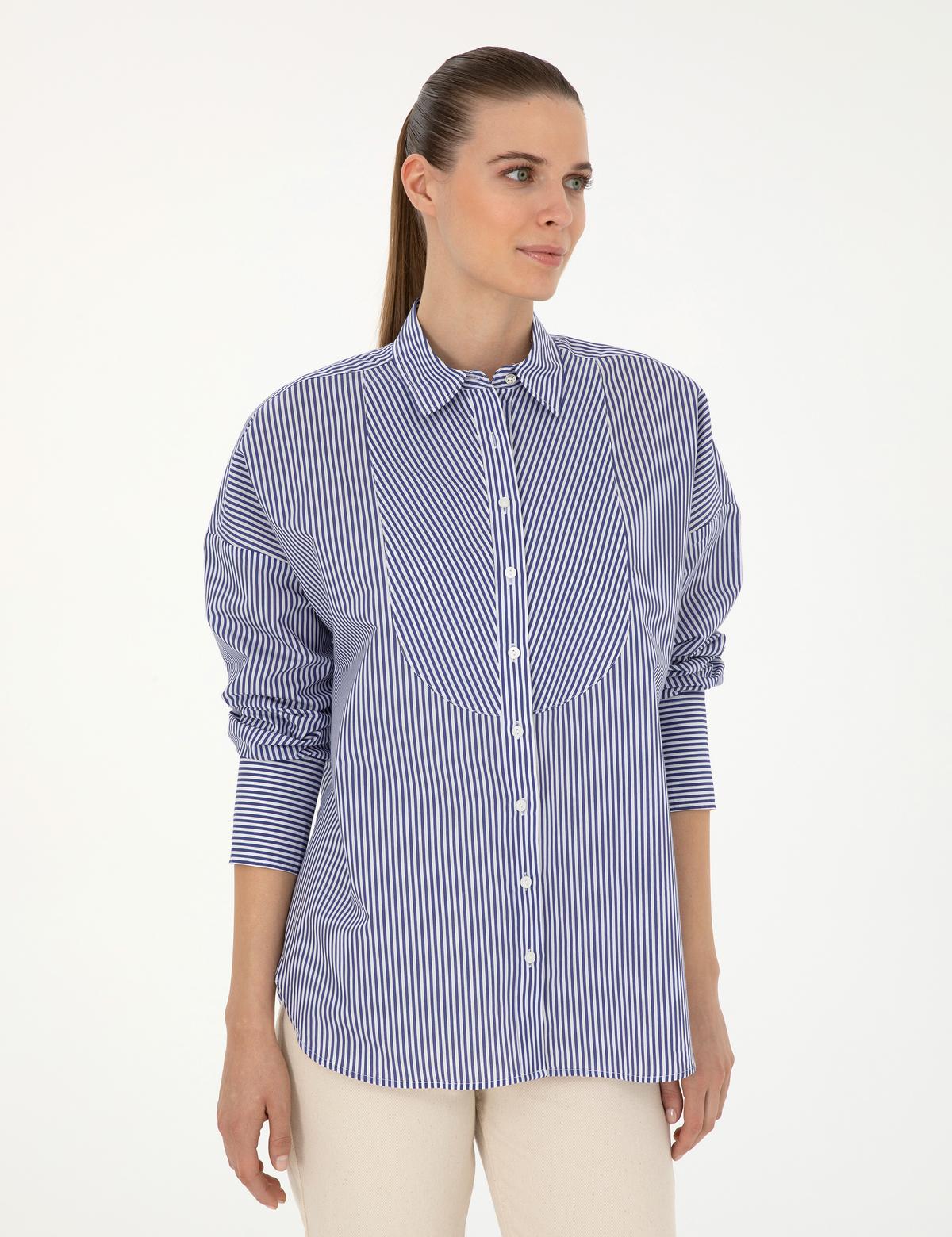 Lacivert Oversize Uzun Kollu Gömlek - 50284550002