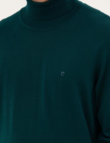 Yeşil Slim Fit Balıkçı Yaka Yün Karışımlı Basic Triko Kazak - 50270052106