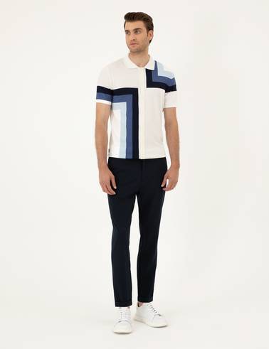 Lacivert Carrot Fit Jogger Kanvas Pantolon