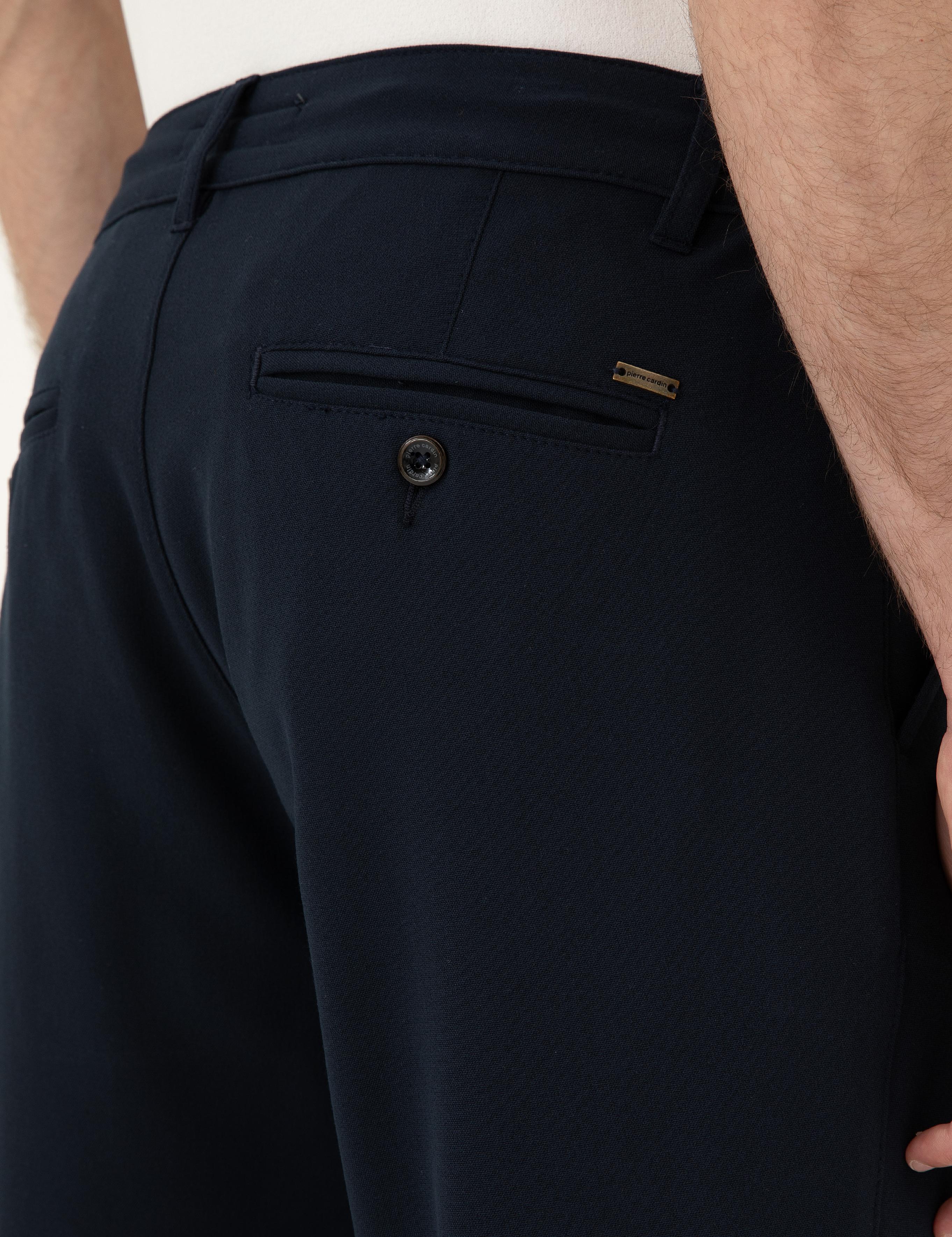 Lacivert Carrot Fit Jogger Kanvas Pantolon