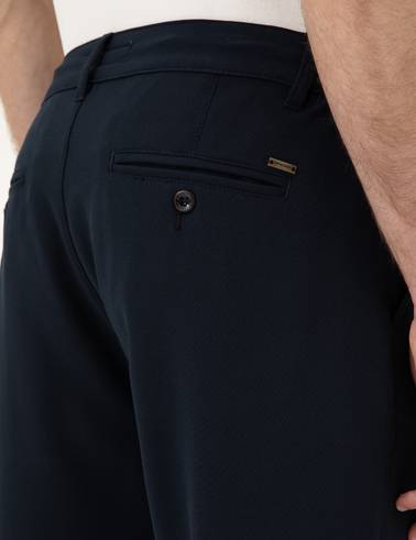 Lacivert Carrot Fit Jogger Kanvas Pantolon