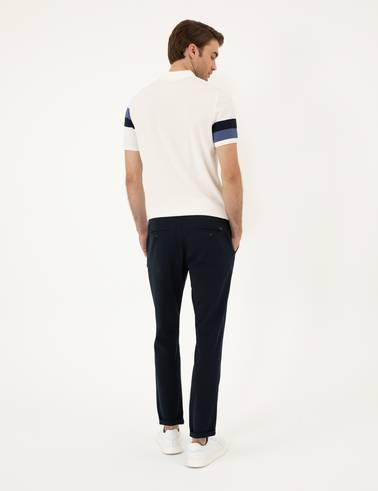 Lacivert Carrot Fit Jogger Kanvas Pantolon