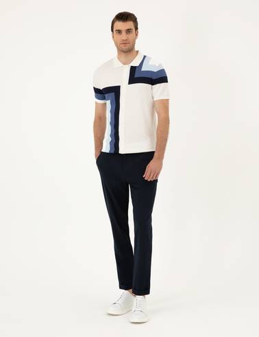 Lacivert Carrot Fit Jogger Kanvas Pantolon