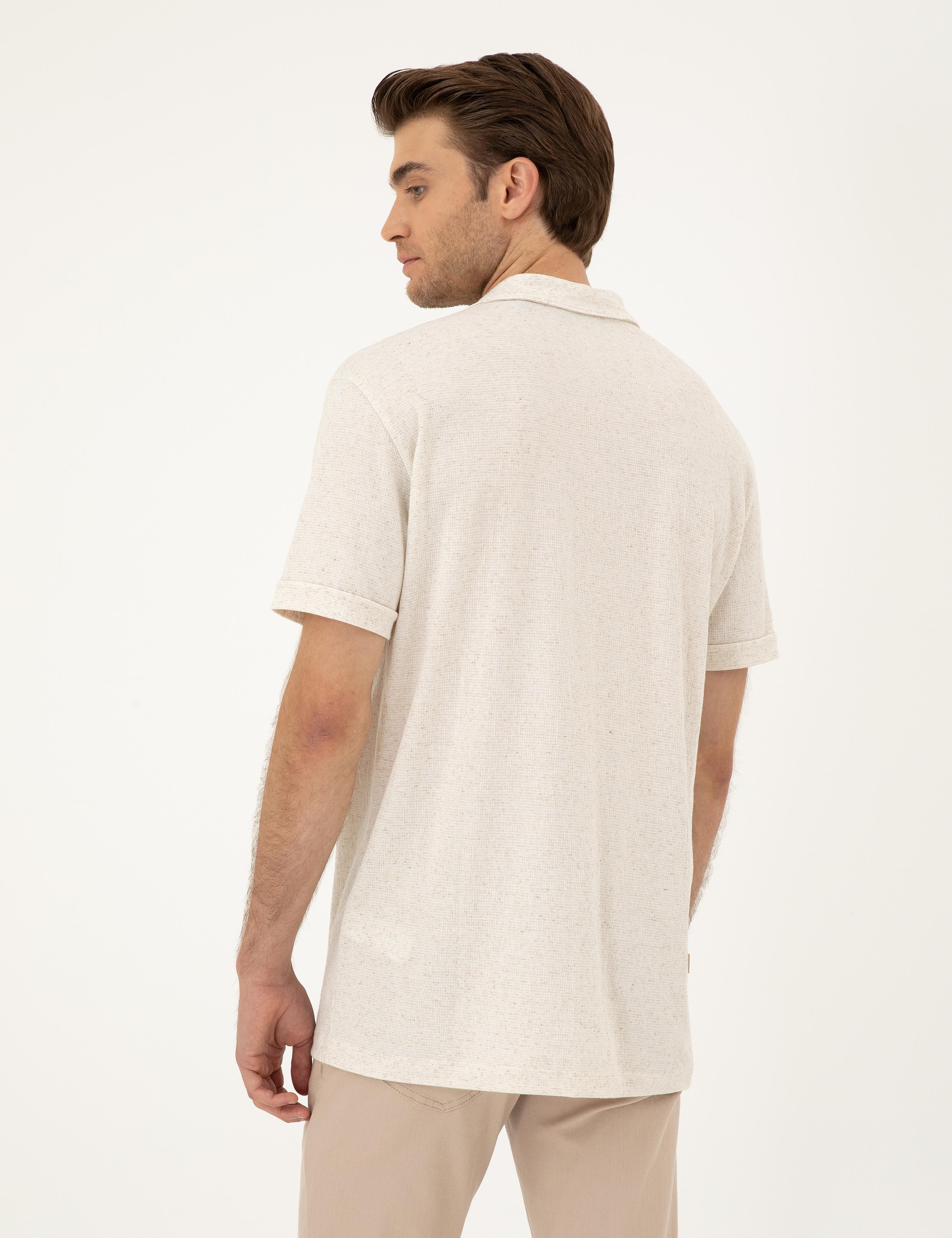 Bej Slim Fit Örme Gömlek