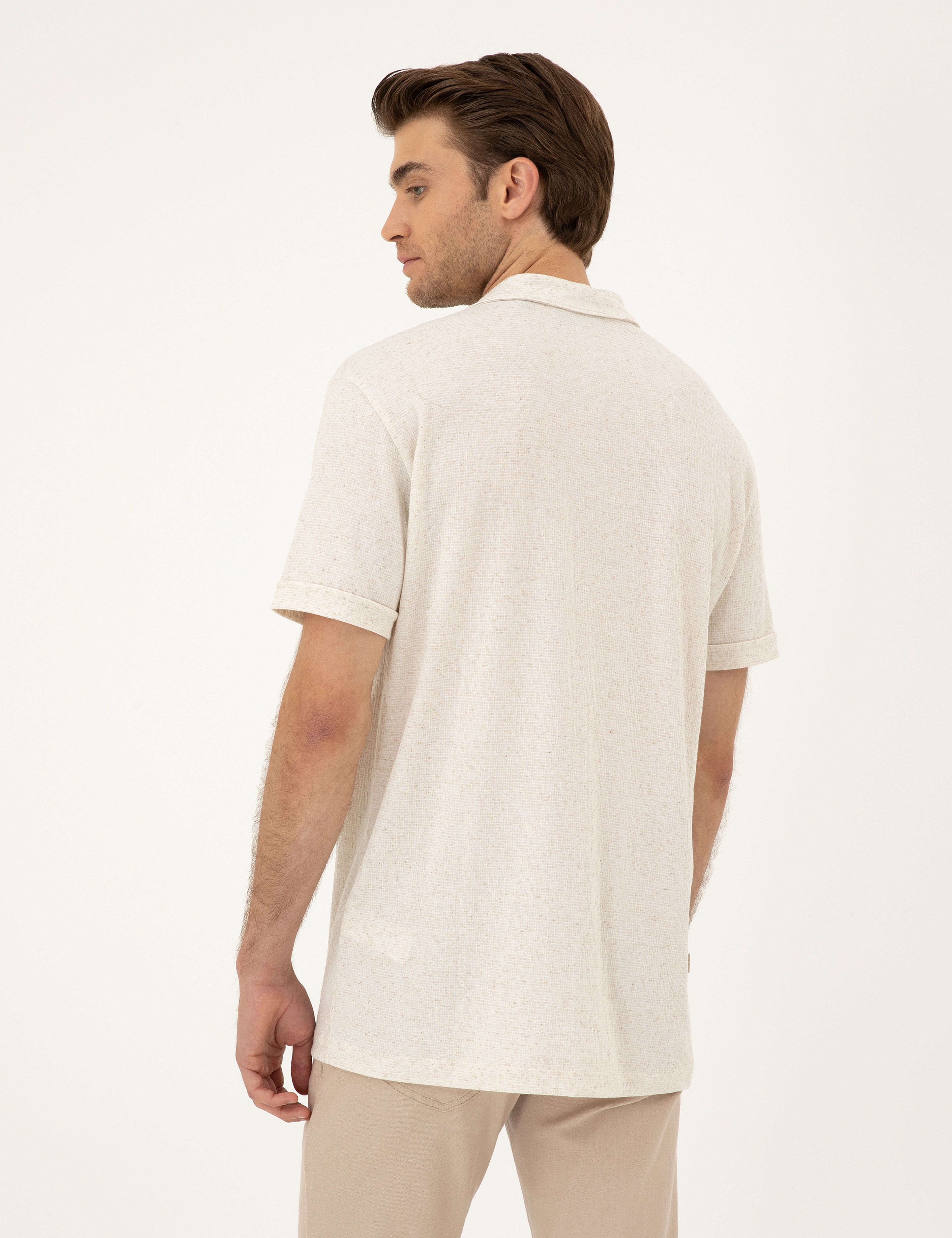 Bej Slim Fit Örme Gömlek
