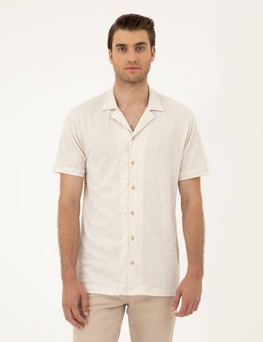 Bej Slim Fit Örme Gömlek