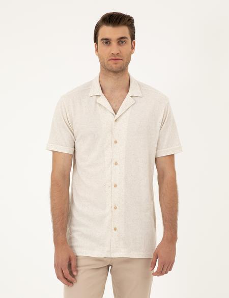 Bej Slim Fit Örme Gömlek - 50288946020