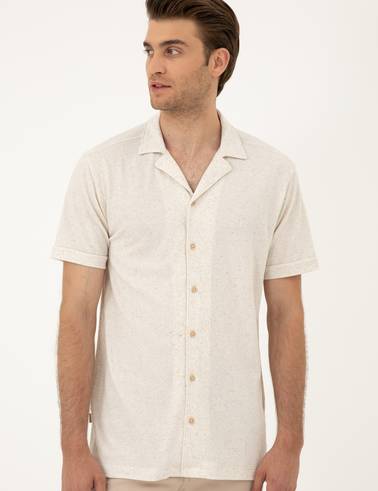 Bej Slim Fit Örme Gömlek