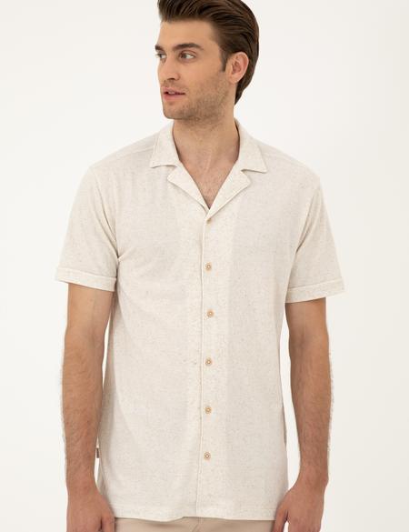 Bej Slim Fit Örme Gömlek - 50288946020