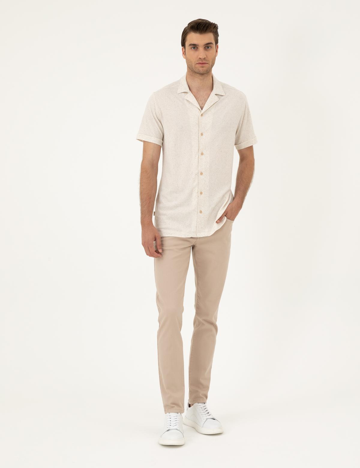 Bej Slim Fit Örme Gömlek - 50288946020