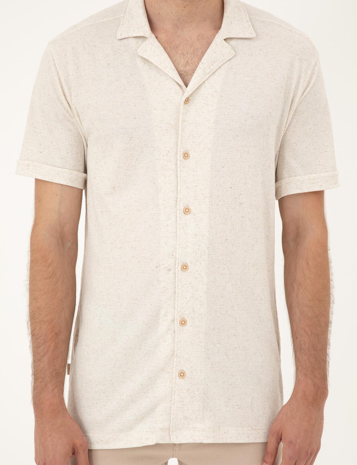 Bej Slim Fit Örme Gömlek - 50288946020