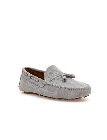Gri %100 Deri Loafer Ayakkabı