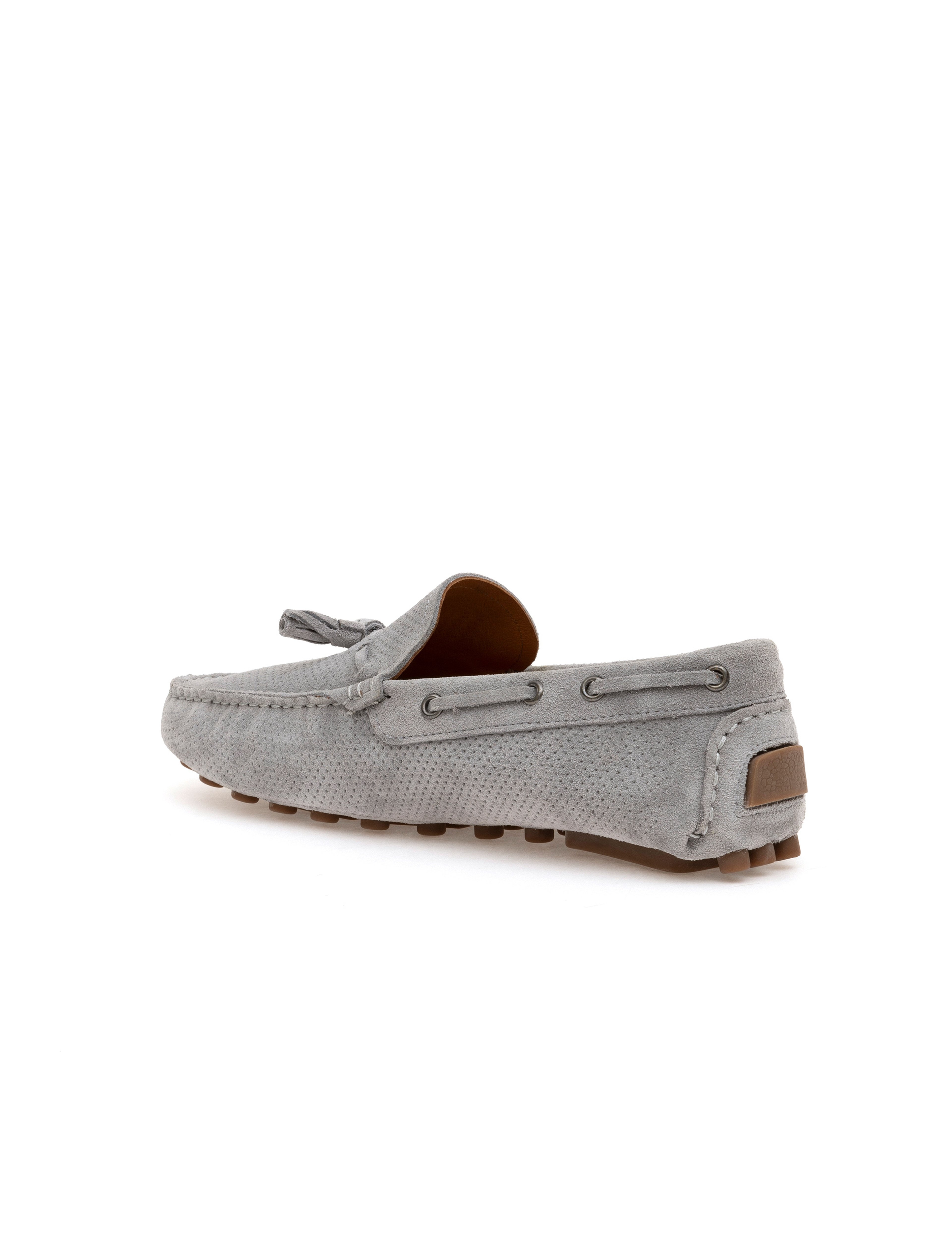 Gri %100 Deri Loafer Ayakkabı