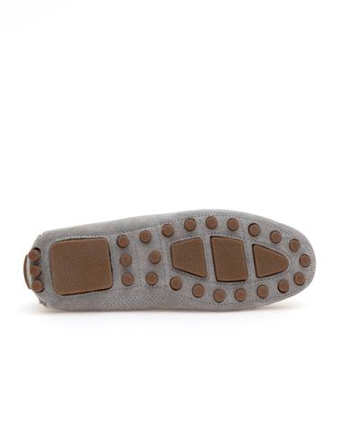 Gri %100 Deri Loafer Ayakkabı