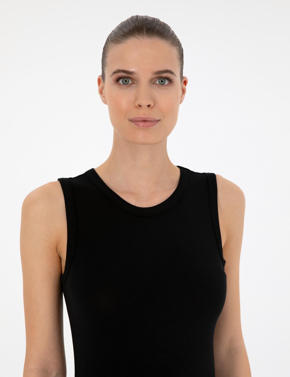 Siyah Slim Fit Örme Bluz - 50294053007