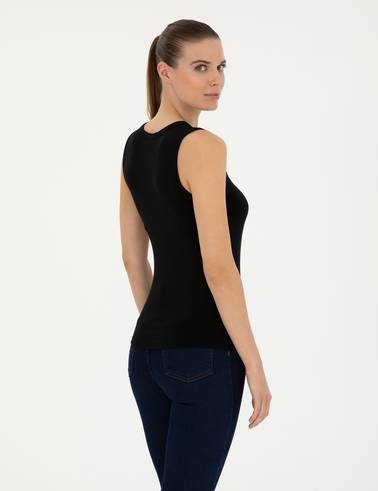 Siyah Slim Fit Örme Bluz