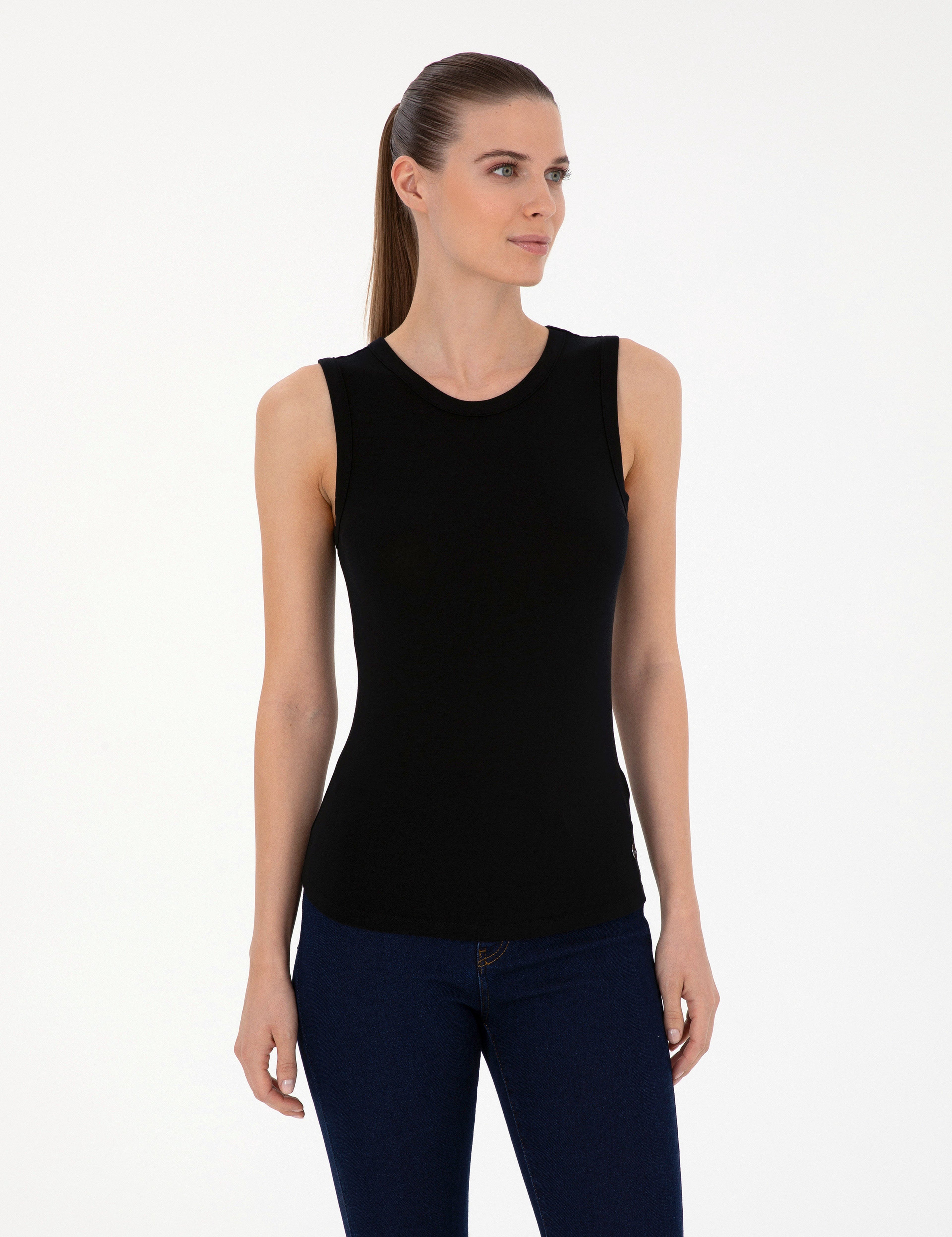 Siyah Slim Fit Örme Bluz