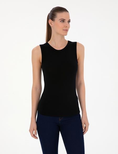 Siyah Slim Fit Örme Bluz - 50294053007