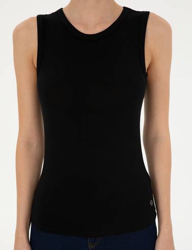 Siyah Slim Fit Örme Bluz
