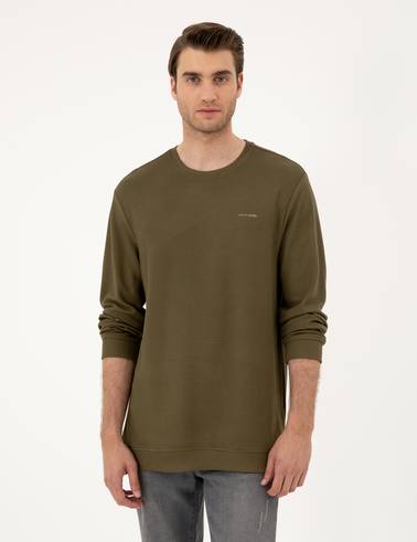 Koyu Haki Regular Fit Sweatshirt
