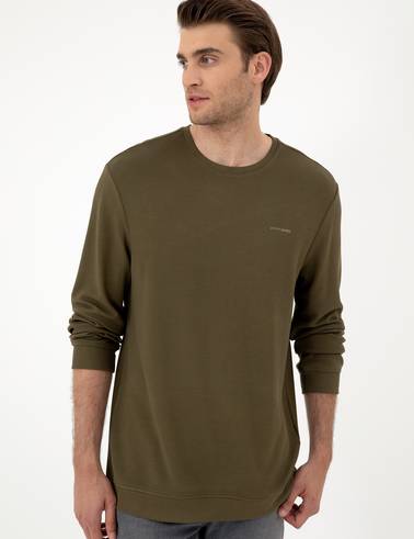 Koyu Haki Regular Fit Sweatshirt