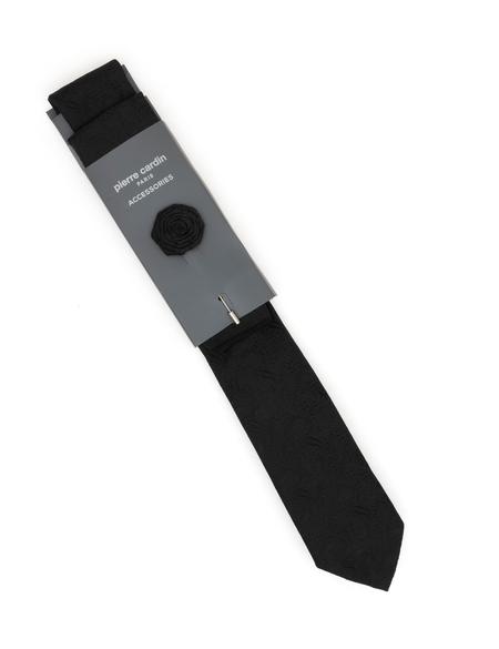 Siyah 3'lü Kravat-Mendil-Kravat İğnesi Set - 50298130001