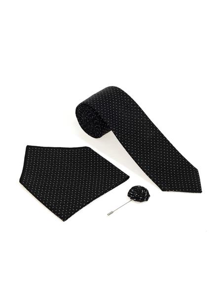 Siyah 3'lü Kravat-Mendil-Kravat İğnesi Set - 50298137001