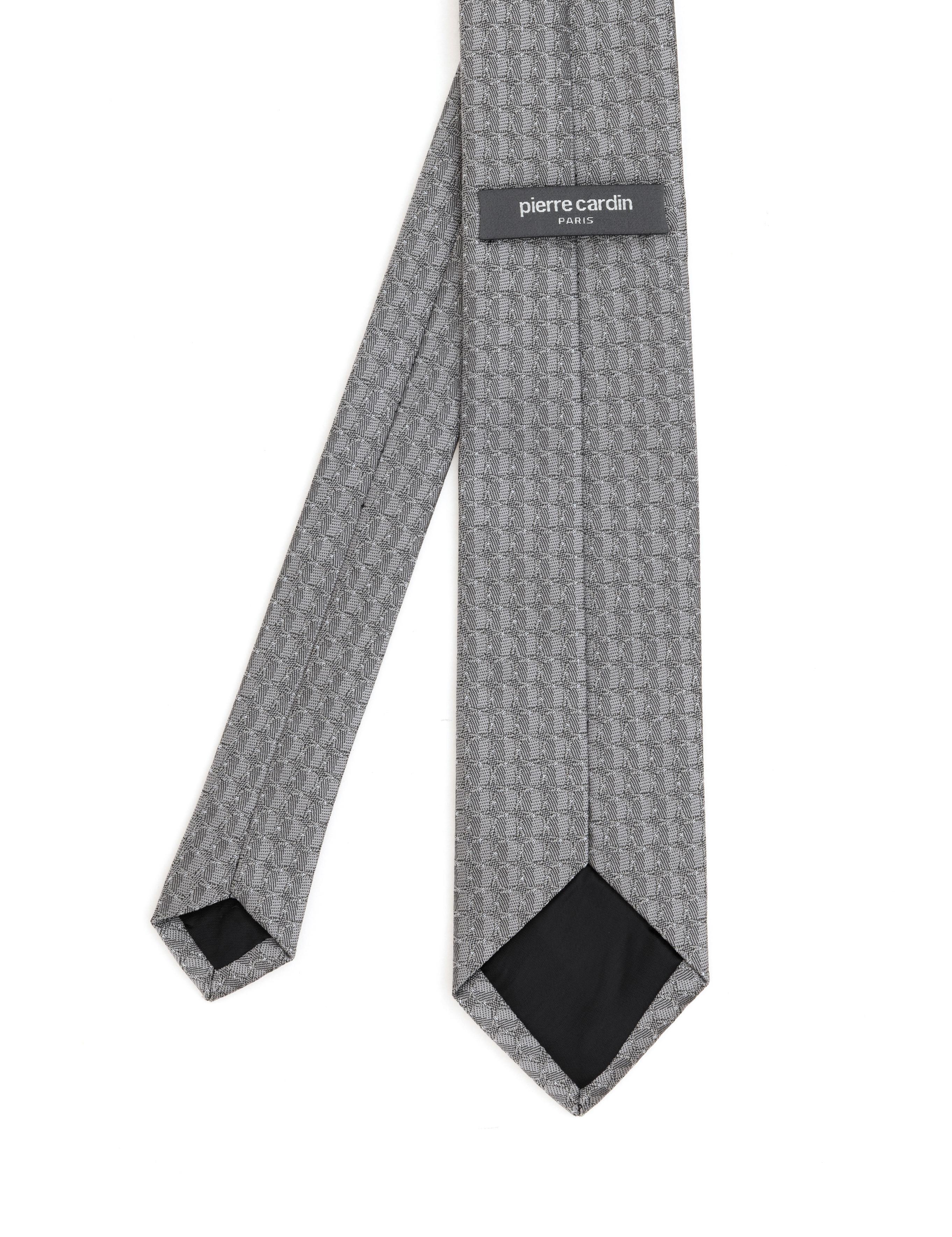 Gri 3'lü Kravat-Mendil-Kravat İğnesi Set