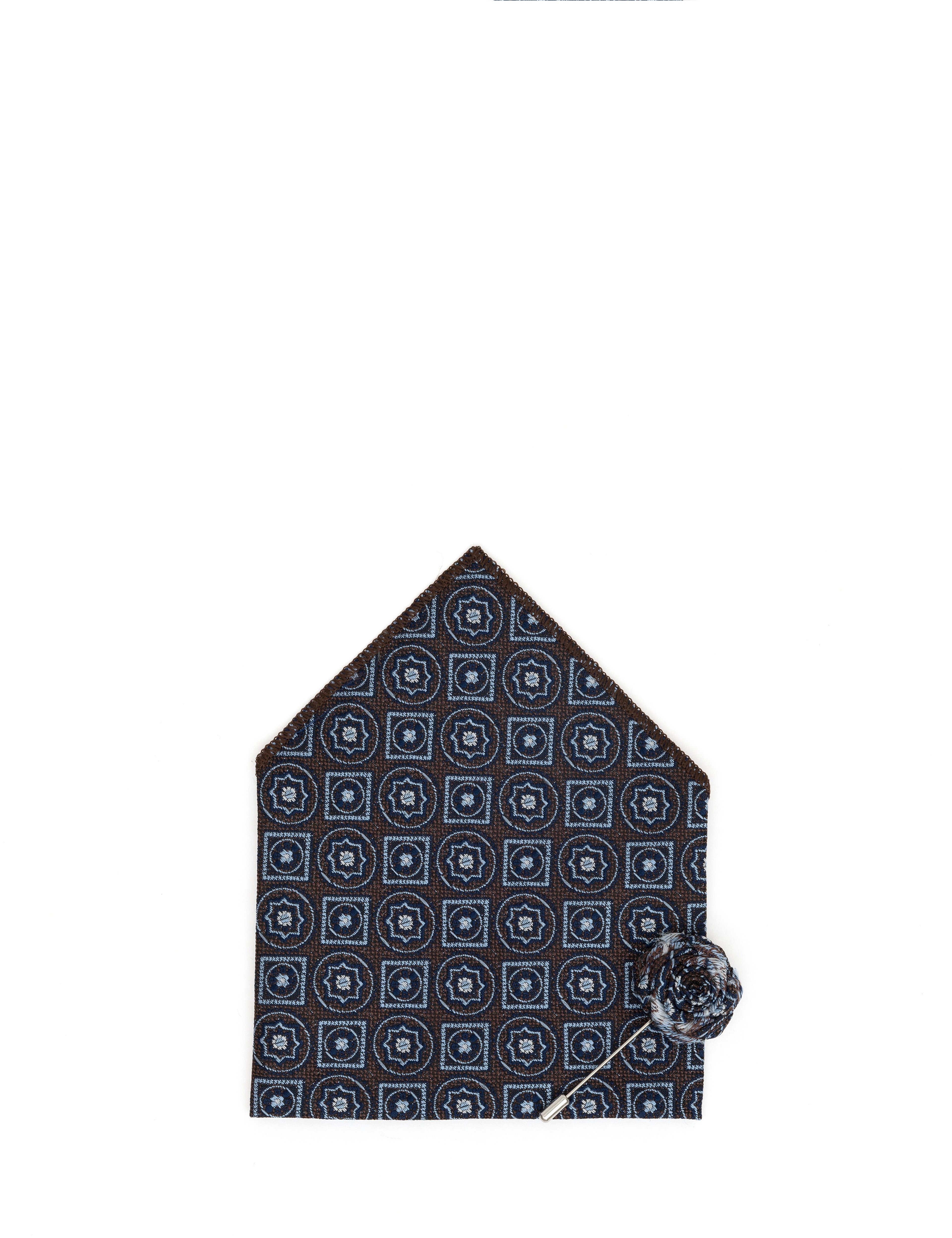 Kahverengi 3'lü Kravat-Mendil-Kravat İğnesi Set - Image 6
