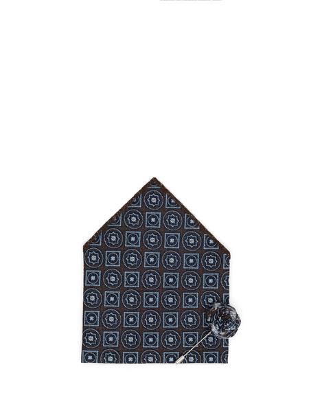 Kahverengi 3'lü Kravat-Mendil-Kravat İğnesi Set - 50298147001