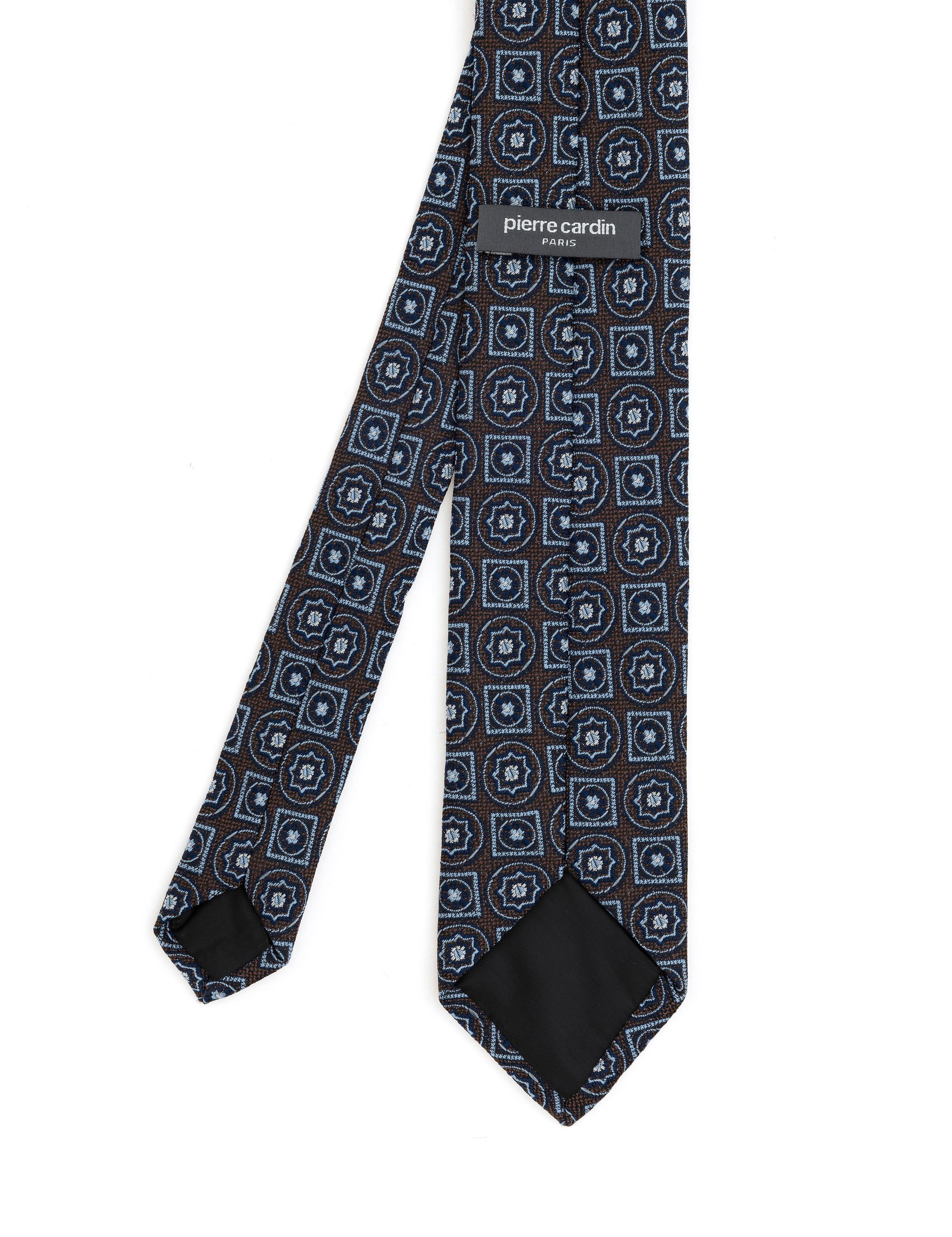 Kahverengi 3'lü Kravat-Mendil-Kravat İğnesi Set