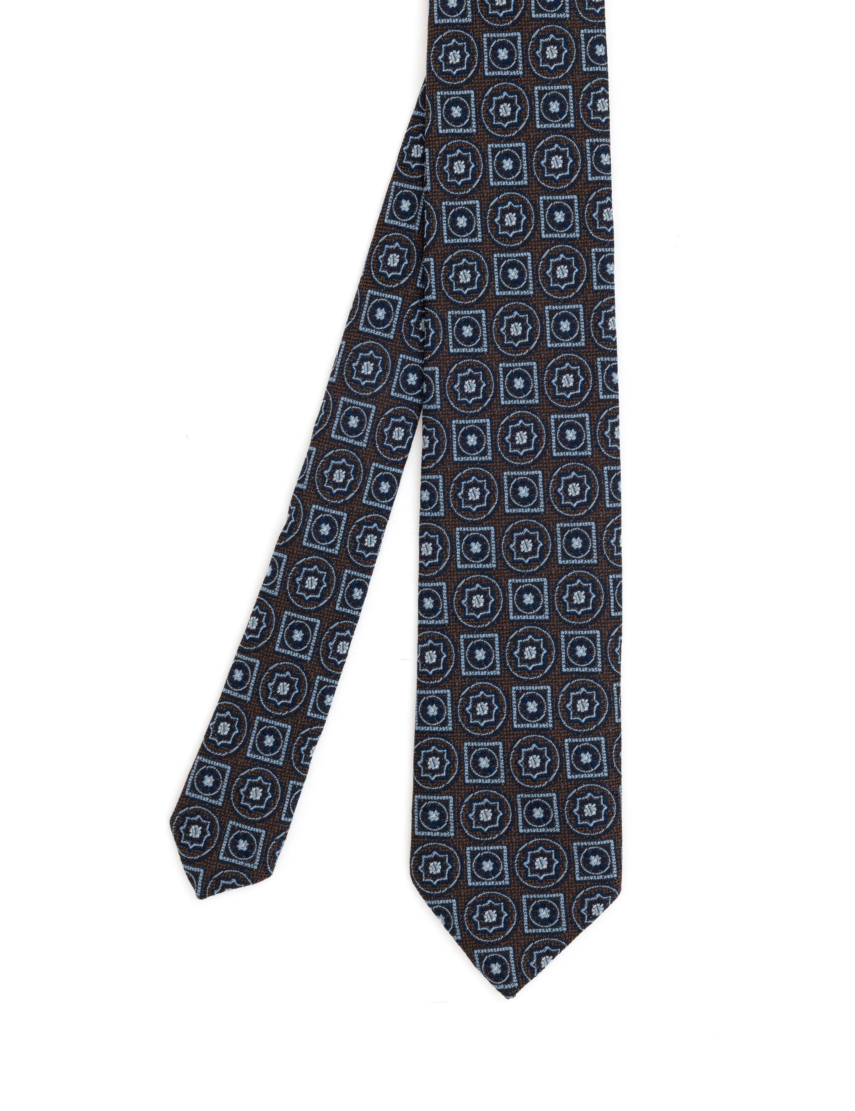 Kahverengi 3'lü Kravat-Mendil-Kravat İğnesi Set